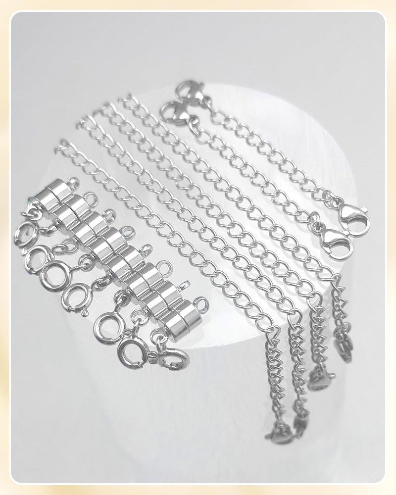 MKCYD Necklace Extender and Magnetic Necklace Clasp, Magnetic Clasps for Bracelet Extenders Sliver Chain Extension for Jewelry Repair Kit - Image 3